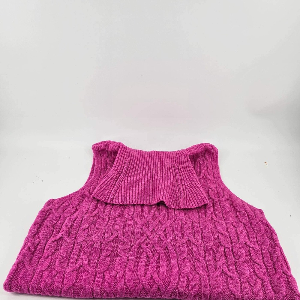 Talbots Sweater Women's XL Pink Cable Knit Turtleneck Sleeveless